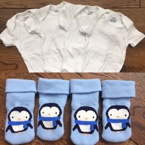 Bundle! White onesies and socks